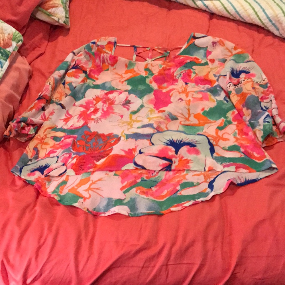 Floral long sleeve top.